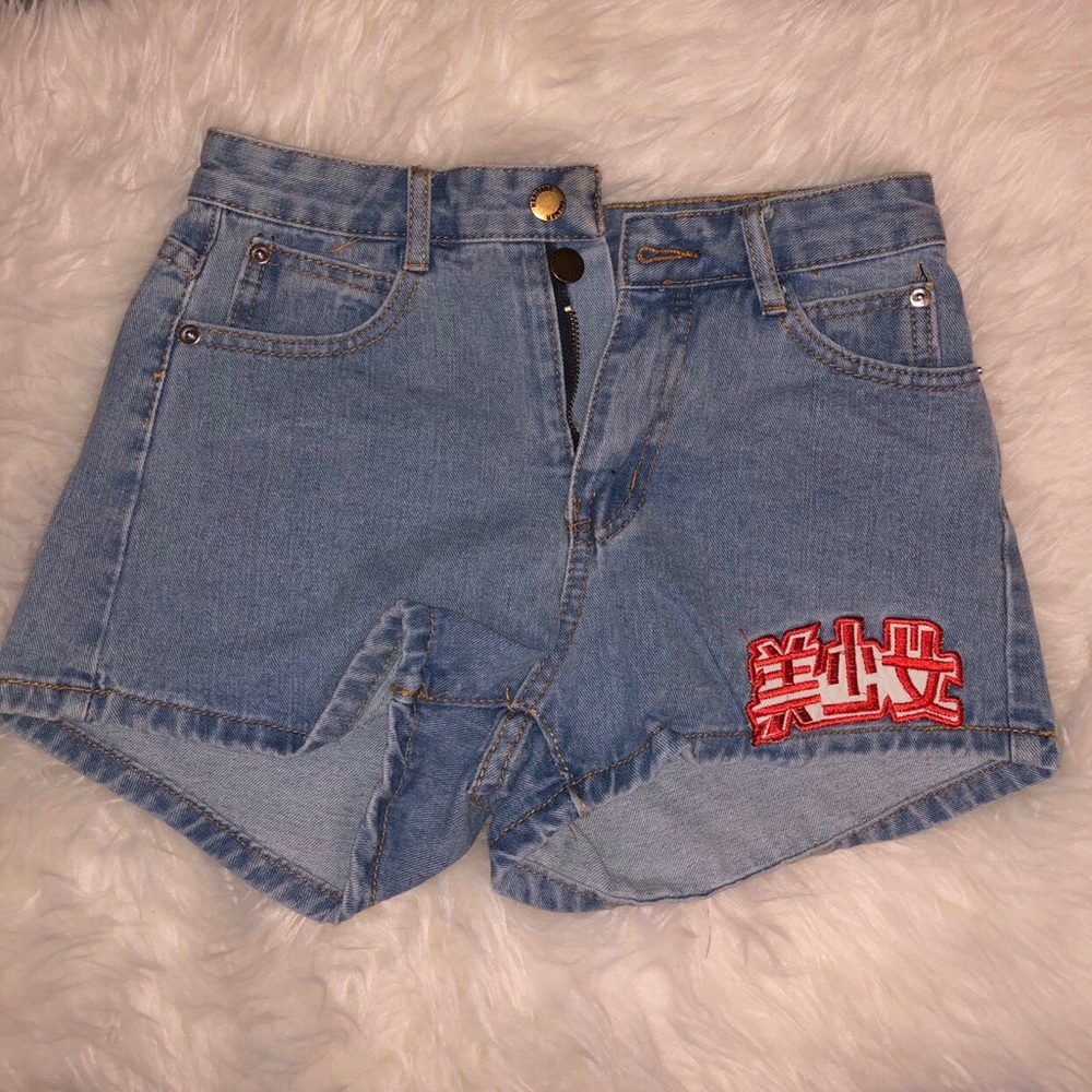 🇯🇵VINTAGE denim shorts with chinese lettering